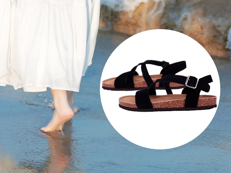 About women's adjusted strap buckle footbed sandals