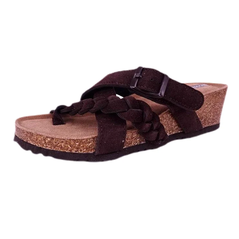 Women's Cork Footbed Braid Wedges Sandals