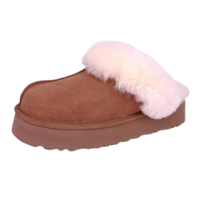 Women's Cozy Genuine Suede Platform Slippers