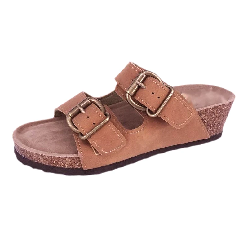 Women's Footbed 2 Buckles Strap Wedges Sandals